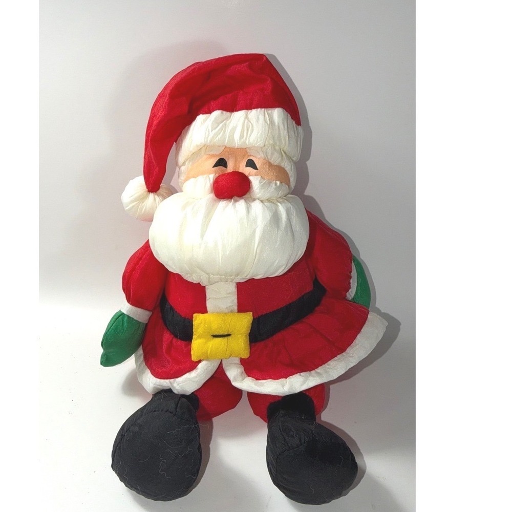 Vintage Hallmark Santa Claus Plush 13 Inch Christmas Decor Red Parachute Fabric